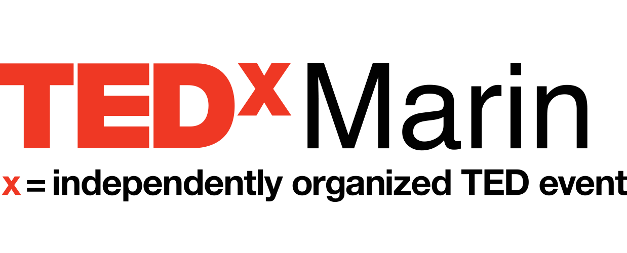 TEDxMarin logo, representing an independently organized TED event, promoting community engagement and innovative ideas.