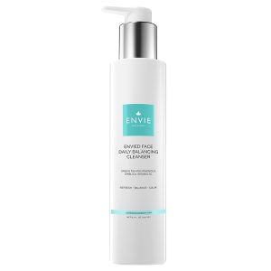 Envie Skin and Body Envied Face Daily Balancing Cleanser bottle with pump, showcasing skincare product for daily use.